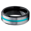Turquoise Tungsten Ring -Black Tungsten Ring - Black Wedding Band - Ring - Clean Casting Jewelry