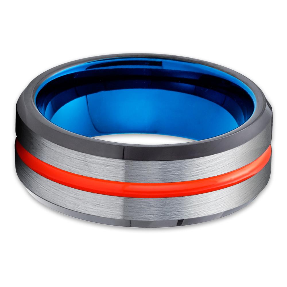 Orange Tungsten Ring - Blue Tungsten - Gray Wedding Band - Black Ring - Clean Casting Jewelry