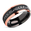 Rose Gold Wedding Ring - Black Wedding Ring - Black Tungsten Ring - Rose Gold Ring
