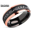 Rose Gold Wedding Ring - Black Wedding Ring - Black Tungsten Ring - Rose Gold Ring