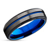 Blue Tungsten Ring - Gunmetal Wedding Ring - Black Tungsten Ring - Anniversary Ring