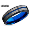 Blue Tungsten Ring - Gunmetal Wedding Ring - Black Tungsten Ring - Anniversary Ring