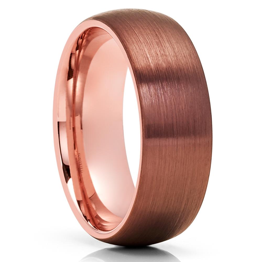 Espresso Tungsten Wedding Ring - Rose Gold - Rose Gold Tungsten - Wedding Ring
