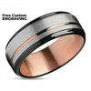 Rose Gold Wedding Ring - Tungsten Wedding Band - Man's Wedding Ring - Woman's Ring