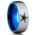 Blue Tungsten Wedding Band - Football Ring - Dallas Star Ring - Blue Tungsten Ring