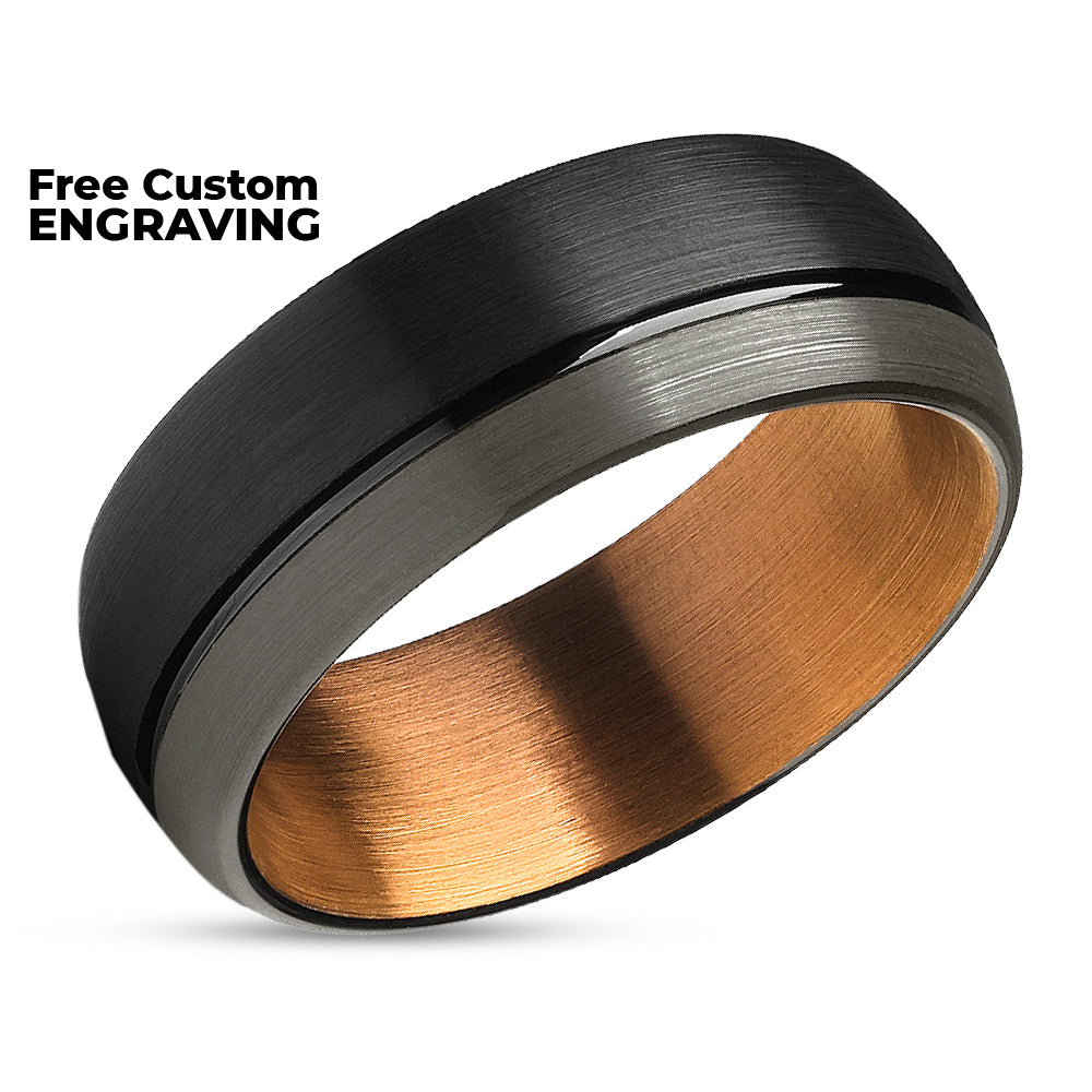 Black Wedding Ring - Espresso Wedding Ring - Gunmetal Tungsten Ring - Black Ring