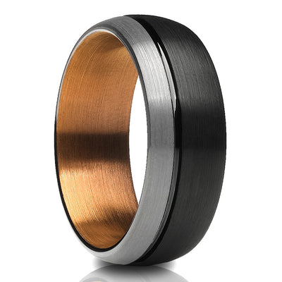 Copper Wedding Ring - Espresso Wedding Band - Black Tungsten Ring - Engagement