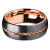 Rose Gold Wedding Ring - Rose Gold Wedding Band - Braid Ring - Gunmetal Ring