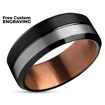 Black Wedding Ring - Espresso Wedding Ring - Black Tungsten Ring - Wedding Band