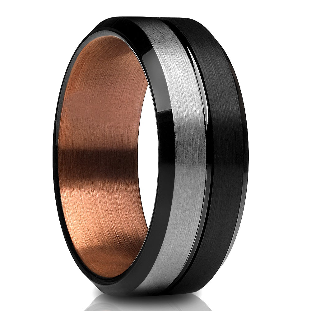 Black Wedding Ring - Espresso Wedding Ring - Black Tungsten Ring - Wedding Band