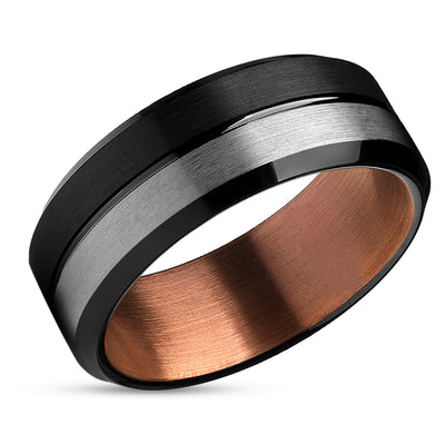 Black Wedding Ring - Espresso Wedding Ring - Black Tungsten Ring - Wedding Band
