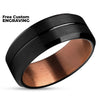 Copper Wedding Ring - Espresso Wedding Band - Black Tungsten Ring - Tungsten Wedding Ring
