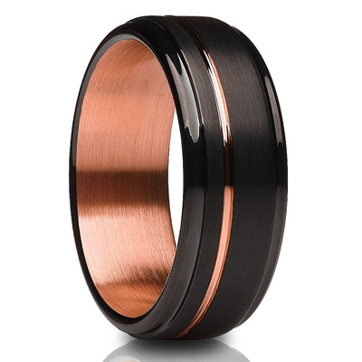Black Wedding Ring - Rose Gold Wedding Ring - Men's Wedding Ring - Women's Ring