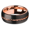 Rose Gold Wedding Band - Braid Wedding Ring - Tungsten Wedding Band - Gray Ring