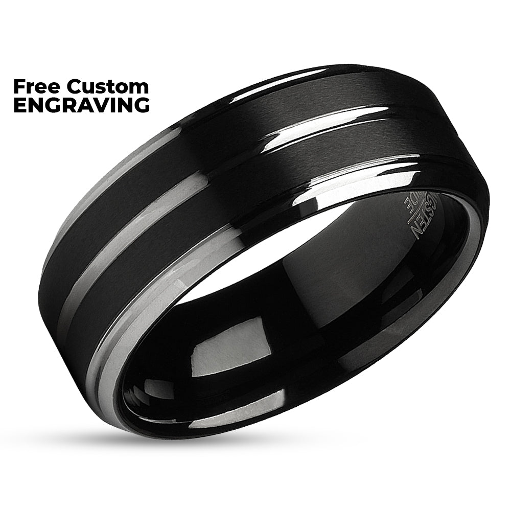 Men's Wedding Ring - Black Tungsten Ring - Tungsten Wedding Band - Black Wedding Band