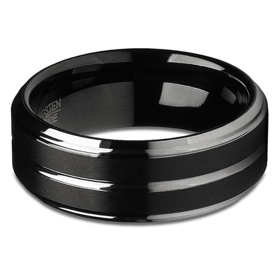 Men's Wedding Ring - Black Tungsten Ring - Tungsten Wedding Band - Black Wedding Band