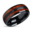 Black Wedding Ring - Koa Wood Tungsten Ring - 8mm Koa Wood Ring - Men & Women