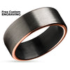 Black Wedding Ring - Matte Finished Ring - Rose Gold Wedding Ring - Tungsten Ring