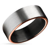 Black Wedding Ring - Rose Gold Tungsten Ring - Man's Wedding Ring - Matte Ring