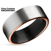 Black Wedding Ring - Rose Gold Tungsten Ring - Man's Wedding Ring - Matte Ring