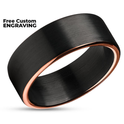 Black Wedding Ring - Tungsten Wedding Ring - Rose Gold Tungsten Ring - Matte Ring