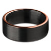 Black Wedding Ring - Tungsten Wedding Ring - Rose Gold Tungsten Ring - Matte Ring