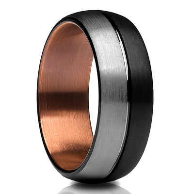Tungsten Wedding Ring - Espresso Wedding Ring - Copper Ring - Tungsten Black Ring
