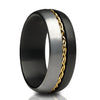 Black Wedding Band - Braid Wedding Ring - Yellow Gold Wedding Band - Tungsten Ring