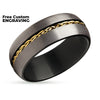 Black Wedding Ring - Braid Wedding Ring - Tungsten Wedding Band - Yellow Gold Ring