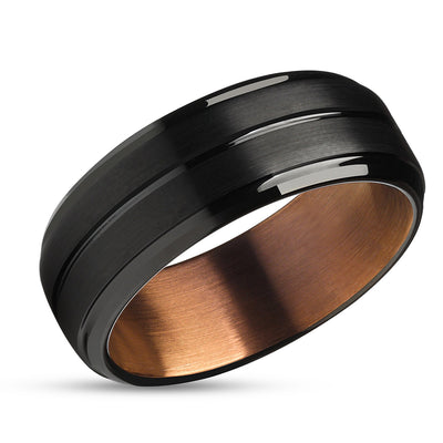 Copper Wedding Ring - Espresso Tungsten Wedding Ring - Black Tungsten Ring - Espresso Ring