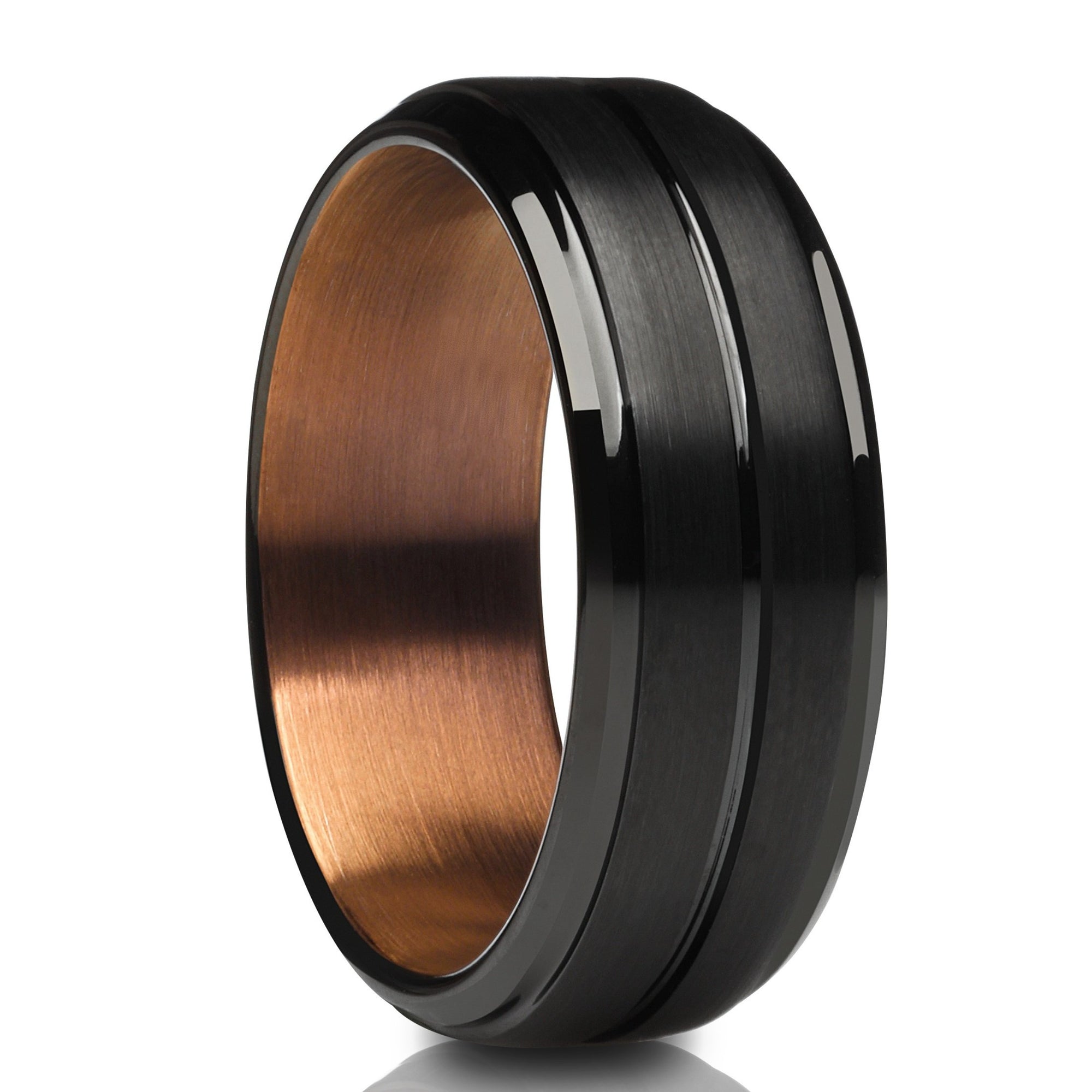 Copper Wedding Ring - Espresso Tungsten Wedding Ring - Black Tungsten Ring - Espresso Ring
