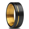 Yellow Gold Tungsten Ring - Black Wedding Ring - Matte Finished Ring - Black Tungsten Ring
