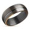 Gunmetal Tungsten Ring - Rose Gold Wedding Ring - Gunmetal Wedding Band - Black