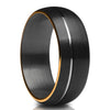 Gunmetal Tungsten Wedding Ring - Black Tungsten Ring - Black Wedding Band - Rose Gold