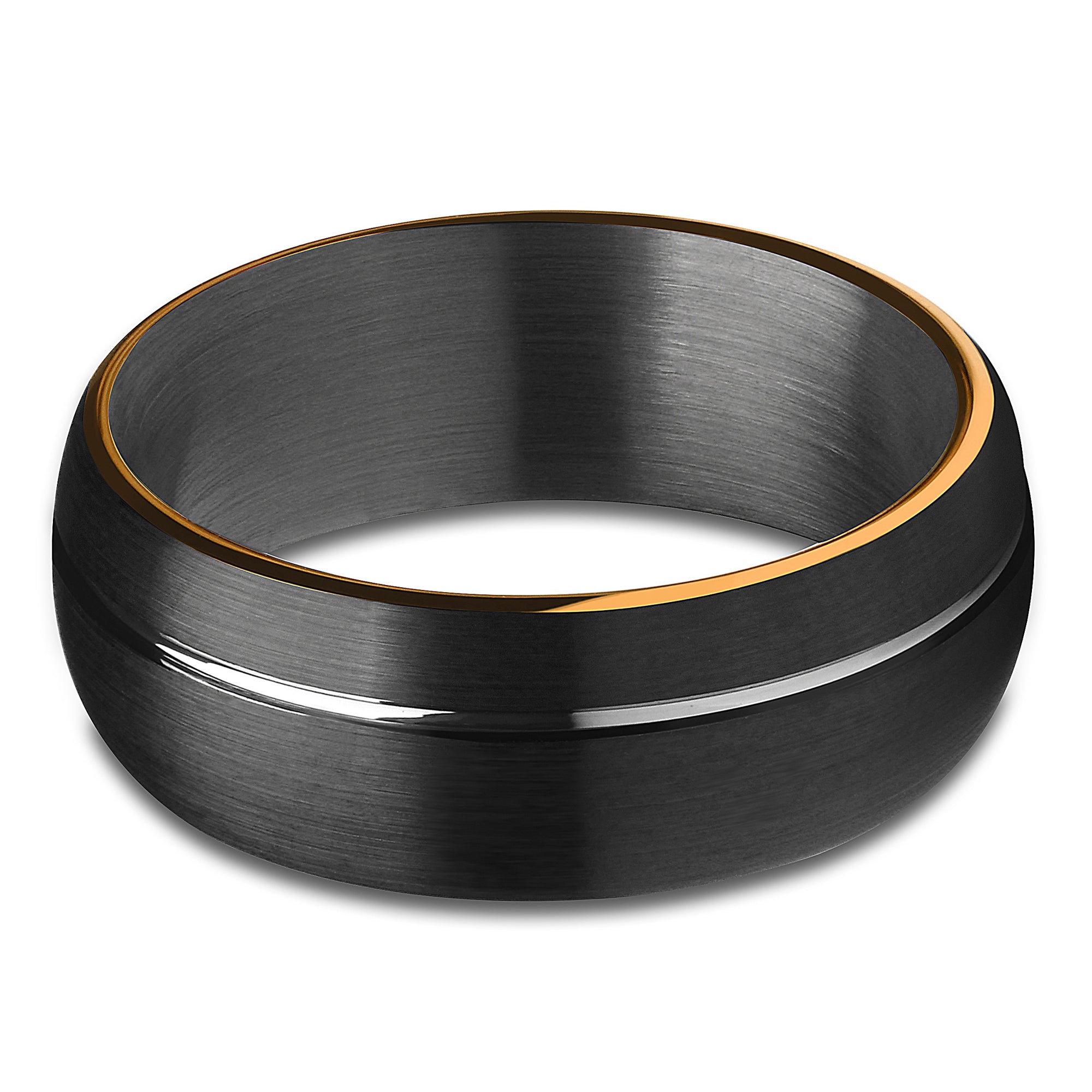 Gunmetal Tungsten Wedding Ring - Black Tungsten Ring - Black Wedding Band - Rose Gold