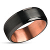 Black Tungsten Wedding Ring - Black Tungsten Wedding Band - Rose Gold Ring