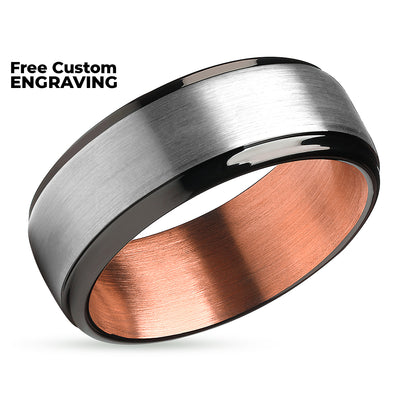 Rose Gold Wedding Ring - Tungsten Wedding Band - Wedding Ring - Rose Gold Band