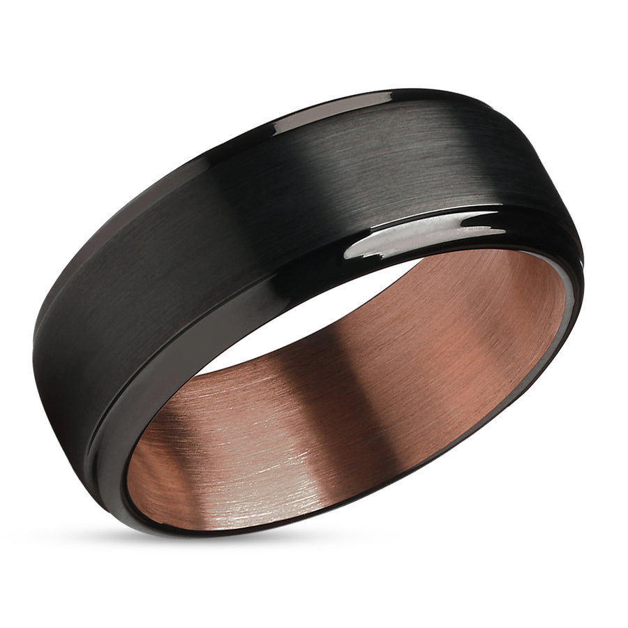 Man's Wedding Band - Black Tungsten Ring - Black Wedding Ring - Copper Ring - Espresso