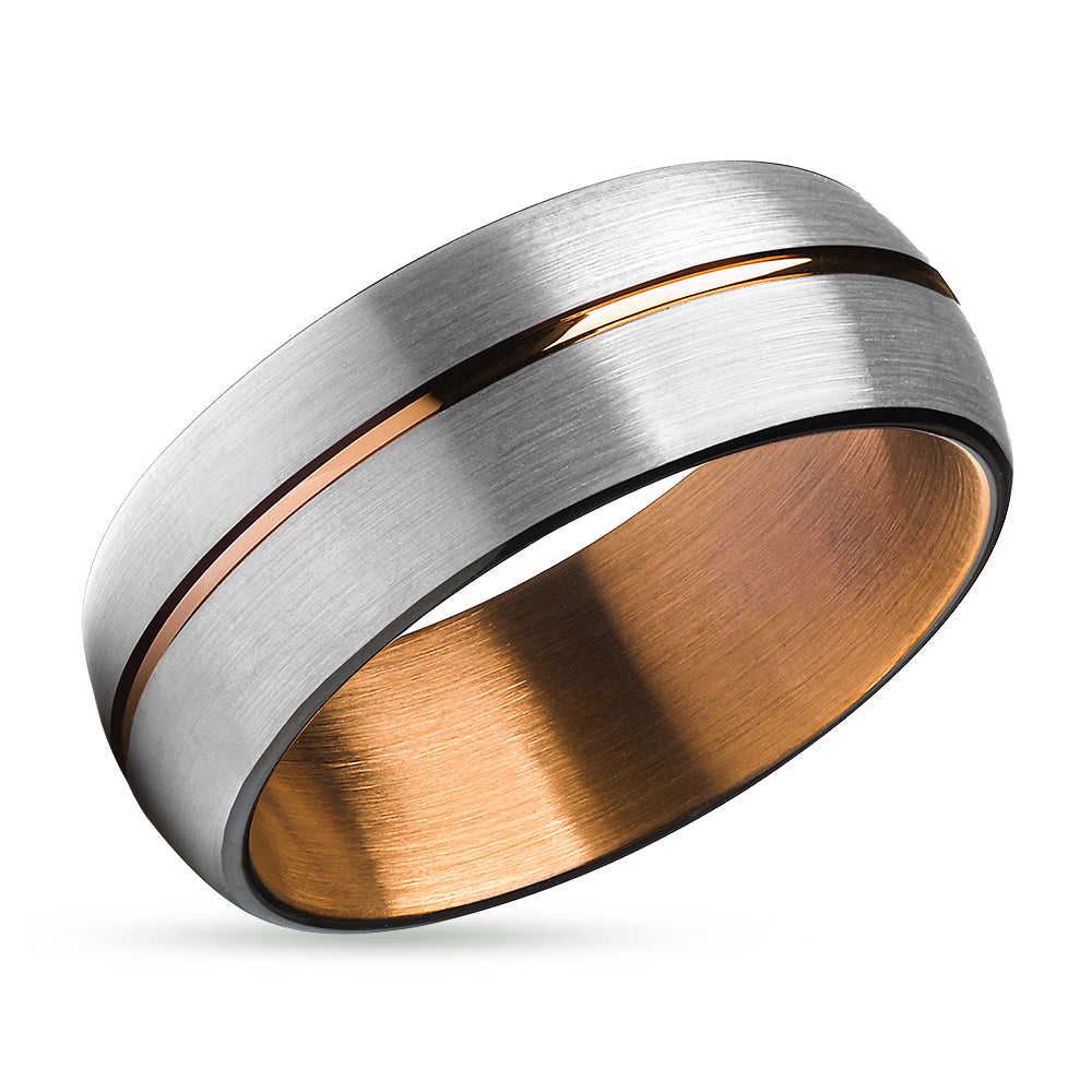 Espresso Wedding Ring - Gray Wedding Ring - Gray Wedding Band - Espresso Ring