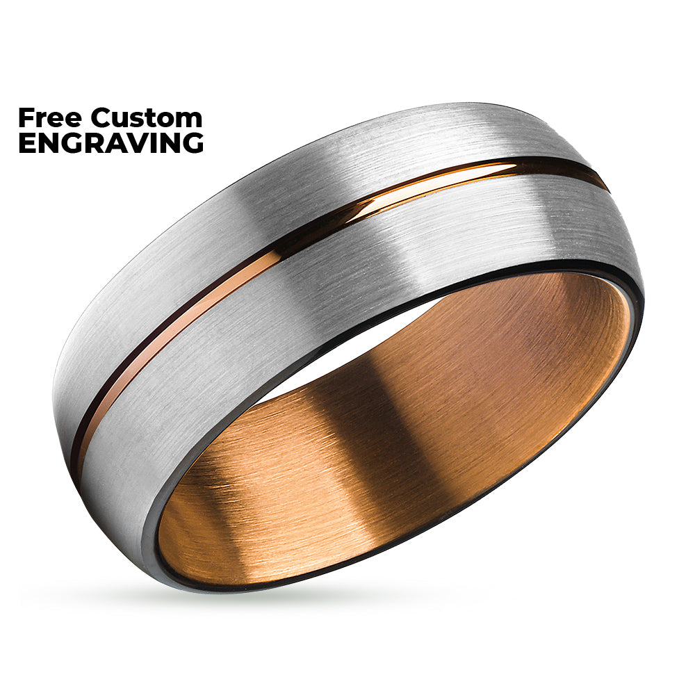 Espresso Wedding Ring - Gray Wedding Ring - Gray Wedding Band - Espresso Ring