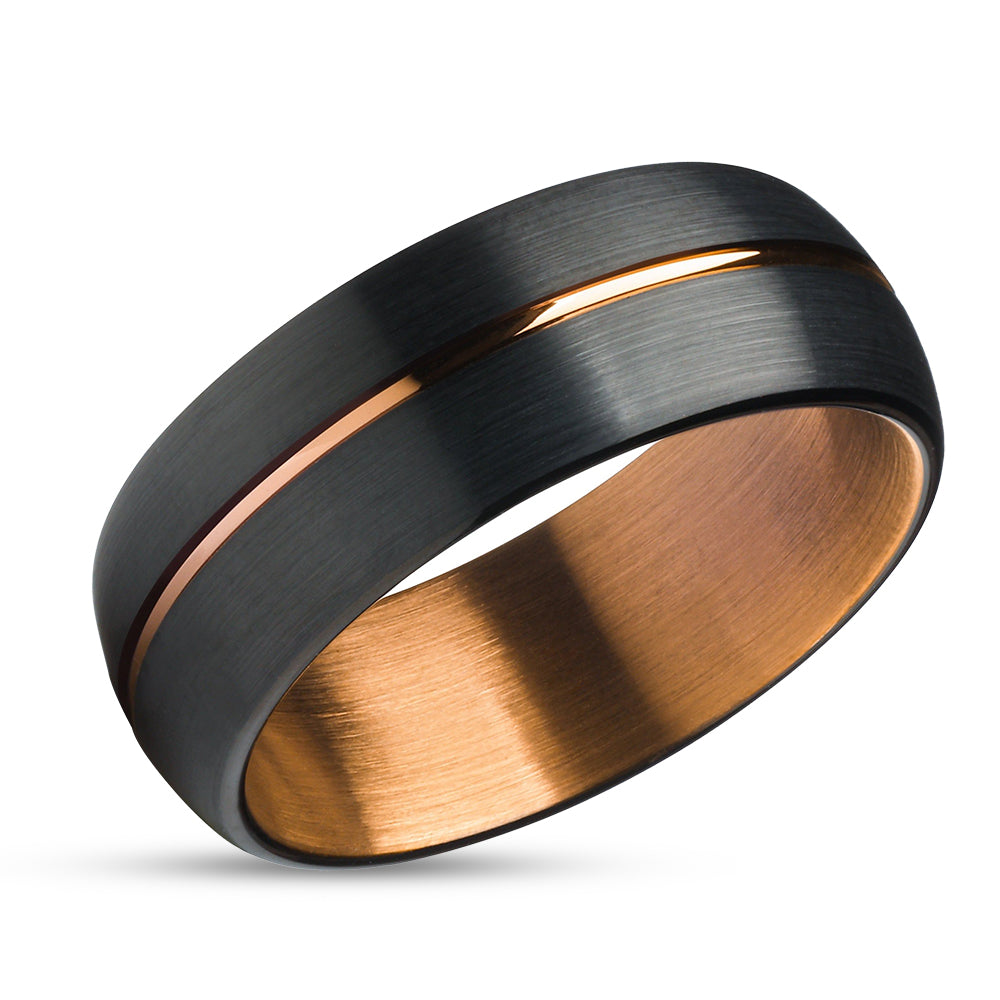 Espresso Tungsten Wedding Ring - Copper Wedding Ring - Tungsten Wedding Ring - Black