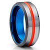 Orange Tungsten Ring - Blue Tungsten - Gray Wedding Band - Black Ring - Clean Casting Jewelry