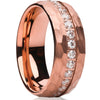 Rose Gold Wedding Ring - 8mm Wedding Ring - CZ Wedding Ring - Man's Ring - Hammered