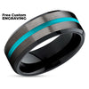 Turquoise Tungsten Ring - Black Tungsten Ring - Tungsten Wedding Band - Gunmetal
