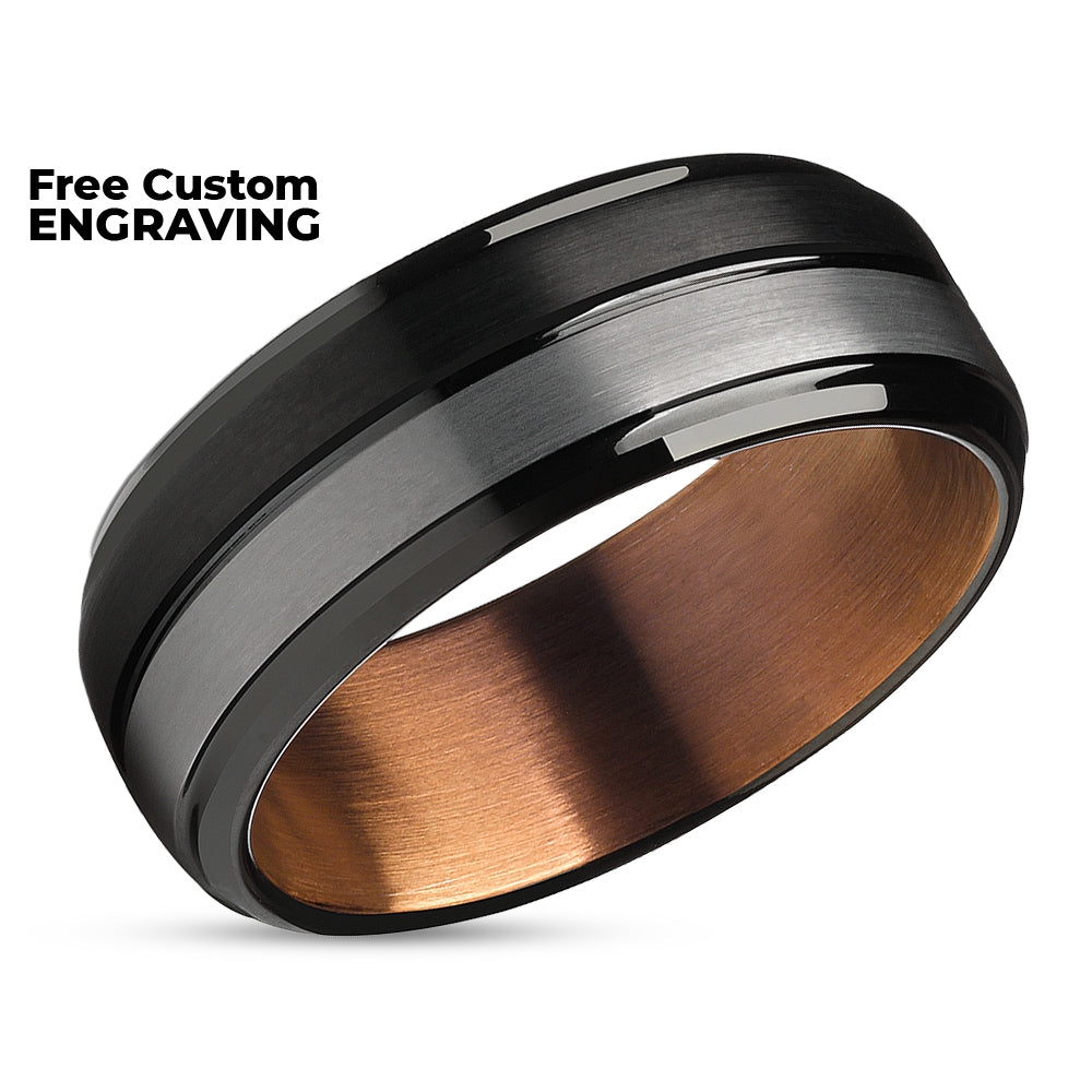 Black Wedding Ring - Gray Wedding Ring - Tungsten Carbide Ring - Black Ring
