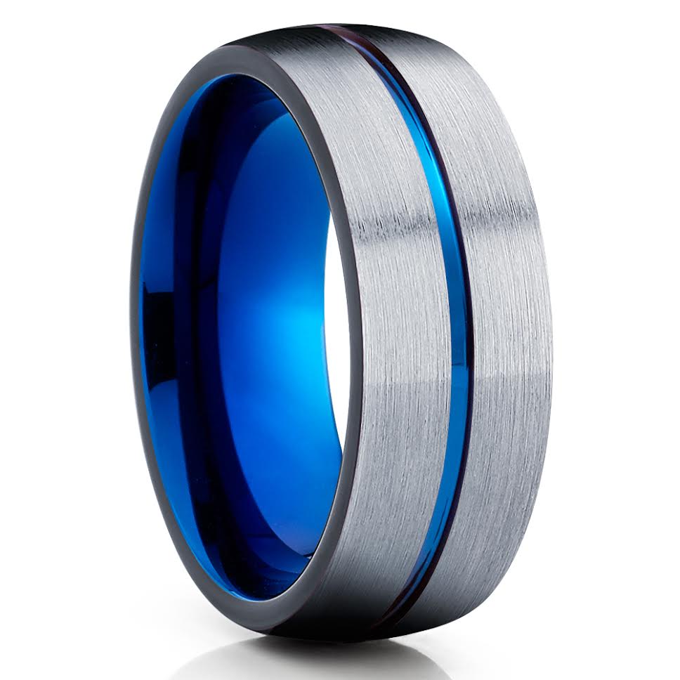 Blue Tungsten Wedding Ring - Blue Wedding Ring - Tungsten Ring - Blue Wedding Band