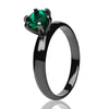 Emerald Solitaire Wedding Ring - Gunmetal Wedding Ring - Titanium Ring - Solitaire