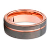 Rose Gold Tungsten Wedding Band - Rose Gold Wedding Ring - Gunmetal Ring - 18k - Rose Gold