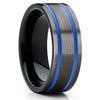Blue Tungsten - Tungsten Wedding Band - Gunmetal Ring - Tungsten Ring - Clean Casting Jewelry