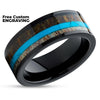 Deer Antler Wedding Band - Turquoise Wedding Ring - Black Wedding Ring - Tungsten Ring